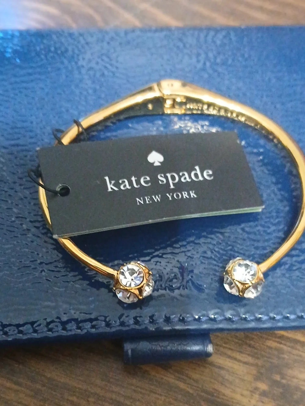 kate spade gold crystal open bangle bracelet